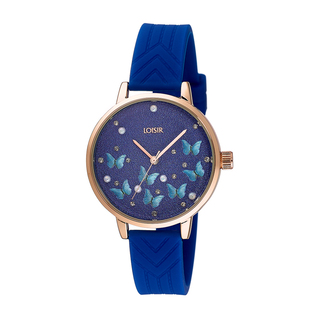 Women's Watch Butterfly 11L75-00306 Loisir With Blue Silicone Strap And Blue Dial With Butterflies